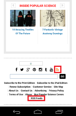 Click the RSS Feeds
