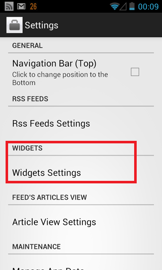 Click on Widget Settings