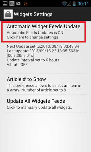 Select RSS Feeds for New Widget